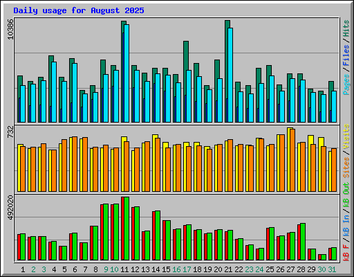 Daily usage for August 2025